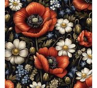 Peel and Stick Wallpaper Flowers Red White Leaves Vintage Contact Paper with Waterproof Stain-Resistant Surface for Drawers Laundry Room Furniture Makeovers Easy to Install Wall Paper 53 cm x 10 m