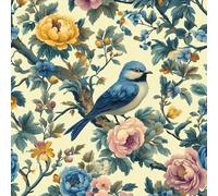 Peel and Stick Wallpaper Flowers Self Adhesive Wallpaper 30×600CM, Flowers, Green Leaves, Animals, Birds Patterned Sticky Back Plastic Roll, Bathroom Kitchen Cupboard Worktop Vinyl Wrap for Furniture