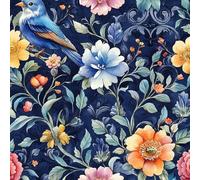 Peel and Stick Wallpaper Flowers Self Adhesive Wallpaper 40×600CM, Colorful Flowers Animals Birds Patterned Sticky Back Plastic Roll, Bathroom Kitchen Cupboard Worktop Vinyl Wrap for Furniture