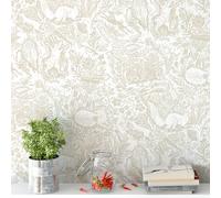 Peel and Stick Wallpaper for Home Decoration Kitchen Vintage Fox and Hare Wallpaper Removable Vinyl Self Adhesive Shelf Paper & Drawer Liner Roll House, Workshop & Office 17.3" x 118" L5249-3