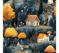 Peel and Stick Wallpaper Forest Mushrooms Cartoon House Contact Paper with Waterproof Stain-Resistant Surface for Drawers Furniture Makeovers Easy to Install Wall Paper 17.3"x197"