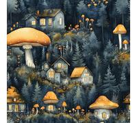 Peel and Stick Wallpaper Hand Drawn Forest Mushrooms Hut Contact Paper with Waterproof Stain-Resistant Surface for Drawers Furniture Makeovers Easy to Install Wall Paper 17.3"x78.7"