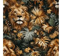 Peel and Stick Wallpaper Lion Forest Tropical Plants Contact Paper with Waterproof Stain-Resistant Surface for Drawers Furniture Makeovers Easy to Install Wall Paper 17.3"x393"