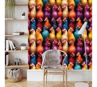 Peel and Stick Wallpaper Matte Thick Abstract Style Waterproof Sticky Back Wall Paper Colorful Chickens Arranged 45X1000CM Self Adhesive Removable Contact Paper for Home Cabinets Furniture Decor