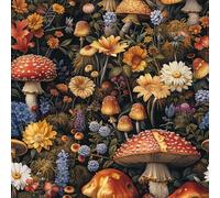 Peel and Stick Wallpaper Mushroom Red Forest Painted Contact Paper with Waterproof Stain-Resistant Surface for Drawers Furniture Makeovers Easy to Install Wall Paper 17.3"x236"