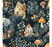 Peel and Stick Wallpaper Mushrooms Hut Painted Forest Contact Paper with Waterproof Stain-Resistant Surface for Drawers Furniture Makeovers Easy to Install Wall Paper 17.3"x236"