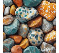 Peel and Stick Wallpaper Pebbles Stones Painting Art Contact Paper with Waterproof Stain-Resistant Surface for Drawers Furniture Makeovers Easy to Install Wall Paper 17.3"x393"