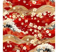 Peel and Stick Wallpaper Red Cherry Blossom Wave Red Japanese Style Self Adhesive Wallpaper Wallpaper Stick on Contact Paper Wall Paper Easy Peel Off for nightstand Drawer Cabinet Renter