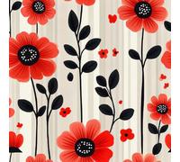 Peel and Stick Wallpaper Red Poppy Stripe Removable No Residue Wipeable