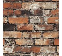 Peel and Stick Wallpaper Retro Red Bricks Self Adhesive Wallpaper 50×600CM, Red Brick Brown Patterned Sticky Back Plastic Roll, Bathroom Kitchen Cupboard Worktop Vinyl Wrap for Furniture