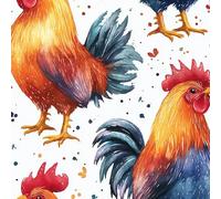 Peel and Stick Wallpaper Rooster Self Adhesive Wallpaper 30×600CM, Color Doodle Animal Rooster Patterned Sticky Back Plastic Roll, Bathroom Kitchen Cupboard Worktop Vinyl Wrap for Furniture