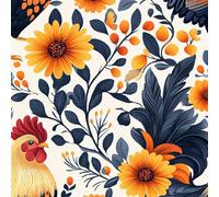 Peel and Stick Wallpaper Rooster Self Adhesive Wallpaper 50×600CM, Flowers, Plants, Animals, Chickens Patterned Sticky Back Plastic Roll, Bathroom Kitchen Cupboard Worktop Vinyl Wrap for Furniture