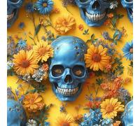 Peel and Stick Wallpaper Skeleton Self Adhesive Wallpaper 30×600CM, Blue Day of The Dead Skull Patterned Sticky Back Plastic Roll, Bathroom Kitchen Cupboard Worktop Vinyl Wrap for Furniture
