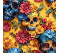 Peel and Stick Wallpaper Skeleton Self Adhesive Wallpaper 30×600CM Day Of The Dead Colorful Skull Pattern Patterned Sticky Back Plastic Roll, Bathroom Kitchen Cupboard Worktop Vinyl Wrap for Furniture