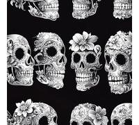 Peel and Stick Wallpaper Skeleton Self Adhesive Wallpaper 30×600CM, Gothic Rose Flower Patterned Sticky Back Plastic Roll, Bathroom Kitchen Cupboard Worktop Vinyl Wrap for Furniture