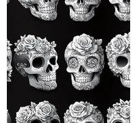 Peel and Stick Wallpaper Skeleton Self Adhesive Wallpaper 30×600CM, Gothic Rose Flower Patterned Sticky Back Plastic Roll, Bathroom Kitchen Cupboard Worktop Vinyl Wrap for Furniture