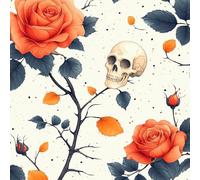 Peel and Stick Wallpaper Skeleton Self Adhesive Wallpaper 40×600CM, Gothic Rose Skull Patterned Sticky Back Plastic Roll, Bathroom Kitchen Cupboard Worktop Vinyl Wrap for Furniture