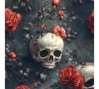 Peel and Stick Wallpaper Skull Flower Leaf Gothic Contact Paper with Waterproof Stain-Resistant Easy to Install Surface for Bathroom Kitchen Laundry or Other Whole Walls Wall Paper 44 cm x 10 m