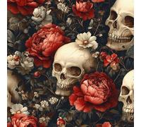 Peel and Stick Wallpaper Skull Flower Leaf Gothic Contact Paper with Waterproof & Stain-Resistant Surface for Drawers Laundry Room Furniture Makeovers Easy to Install Wall Paper 44 cm x 300 cm