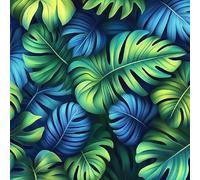 Peel and Stick Wallpaper Tropical Blue Green Leaves Contact Paper with Waterproof Stain-Resistant Easy to Install Surface for Bathroom Kitchen Laundry or Other Whole Walls Wall Paper 44 cm x 10 m