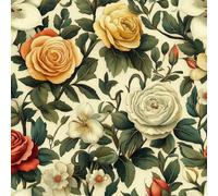 Peel and Stick Wallpaper Yellow Green Red Flowers Contact Paper with Waterproof Stain-Resistant Easy to Install Surface for Bathroom Kitchen Laundry or Other Whole Walls Wall Paper 44 cm x 10 m