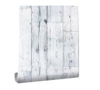 Peel and Stick Wood Effect Wallpaper, 44.5 x 500 cm Ship-lap White Blue Light Grey Distressed Wood Plank Effect Wallpaper Wooden Slat Self Adhesive Furniture Wrap for Living Room,Bathroom,Cabinets
