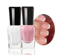 Peel Off Nail Polish Set, 2 PCS Quick Dry Varnish, White & Pink French Tip Manicure, No Need Cure Classic Large Volume, DIY Nail Art at Home