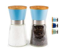 peel & prep Salt and Pepper Grinder Set - Premium Quality Ceramic Grinder - Refillable - Season to Perfection with an Adjustable Grinder - Wooden lids to retain Freshness - Large Capacity