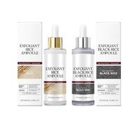Peel Shot Glow Rice Ampoule, 2Pack White & Black Rice Gentle Exfoliating Scrub for Face & Body, Helps Clear Blackheads & Dead Skin, Pore Care, All Skin Types (100ml*2)