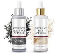Peel Shot Glow Rice Ampoule Duo, Black and White Rice as Exfoliation, Face Scrub Exfoliator & Blackhead Remover, Pore Minimiser & Daily Exfoliating Toner for All Skin Types (2 Pieces, 100 ml)
