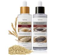 Peel Shot Glow Rice Ampoule Duo, Blackhead Remover, Black & White Rice Gentle Face Exfoliator, Deep Pore Cleanse, AHA+BHA, Niacinamide, Hydrate & Exfoliate Korean Skincare for All Skin Types, 80ml*2