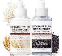 Peel Shot Glow Rice Ampoule Duo: Face Scrub with White-Rice + Black Rice, Pore Minimizer & Exfoliator for All Skin Types, Gentle Dead Skin Improve