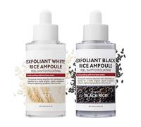 Peel Shot Glow Rice Ampoule Duo (White + Black Rice Ampoule) -Face Exfoliator & Body Skin Peel for Face: Gentle Scrub for Pore Minimizing, Dead Skin Removal | Blackheads Remover for All Skin Types