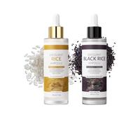Peel Shot Glow Rice Ampoule Duo,White&Black Rice Face Exfoliator,Gentle Pore Minimizer&Blackhead Remover,Soft Facial Scrub Exfoliator,Body Exfoliator Dead Skin Cell Removal for All Skin Types