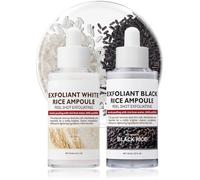 Peel Shot Glow Rice Ampoule Duo - White & Black Rice Face Exfoliator - Pore Minimizer For Gentle Exfoliation & Hydration - Body And Face Scrub For Hard Skin & Dead Skin