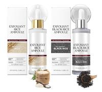 Peel Shot Glow Rice Ampoule Duo, White & Black Rice Face Exfoliator Pore Minimizer, Gentle Soft Facial Scrub Exfoliator, Blackhead Remover, Acne Treatment, and Smooth Skin(100ml & 100ml)