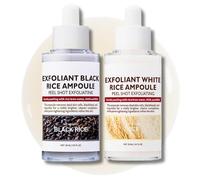 Peel Shot Glow Rice Ampoule Duo, White & Black Rice Face Scrub Exfoliator, Gentle Exfoliating Serum For Brightening, Pore Minimizing - Rice Face Wash for Smooth Skin