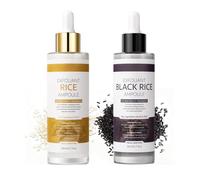 Peel Shot Glow Rice Ampoule Duo- White & Black Rice Peeling Ampoule-Eco-Friendly Glass Bottle - Recyclable-Pore Remover, Facial Scrub for Clear Skin-Chemical Peels for Face-80ml