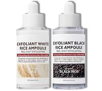Peel Shot Glow Rice Ampoule Duo White Rice + Black Rice Ampoule, Face Scrub Exfoliator Pore Minimizer for Face, Gentle Facial Cleanser & Body Exfoliator Dead Skin Remover for All Skin Types