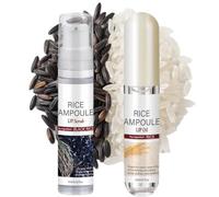 Peel Shot Glow Rice Ampoule Duo, White Rice Lip Oil + Black Rice Lip Scrub, 2Pcs Lip Oil Set, Gentle Soft Exfoliating Lip Exfoliator, Hydrating Formula Lip Exfoliator Skin Remover (2PC-white+black)