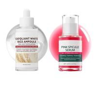 Peel Shot Glow Rice Ampoule Duo White Rice + PINK SPICULE SERUM,Face Scrub Exfoliator Pore Minimizer for Face,Gentle Soft Facial Scrub Exfoliator,Brighten Hydrate Serum,Korean Skin Care -2PCS
