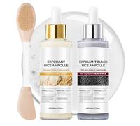 Peel Shot Glow Rice Ampoule Duo with Silicone Facial Brush, White Rice & Black Rice Exfoliating Face Scrub Exfoliator, Gentle Facial Exfoliator & Pore Cleaner, Rice Face Wash for Smooth Skin -50ml*2