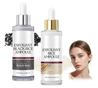 Peel Shot Glow Rice Exfoliating Toner Duo - Black & White Rice Ampoule Toner Set for Refined Skin & Minimised Pores with Bran & Niacinamide, 200ml Set for Daily Skincare Routine