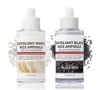 Peel Shot Glow Rice Face Exfoliator Scrub Duo -White Rice & Black Rice Ampoule-Gentle Exfoliating Scrub for Face Body-Pore Minimizer Dead Skin Remover-Hydrating Rice Exfoliator for All Skin Types,2Pcs