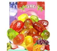 Peelable fruit gummies155g/box, grapes mangoes green grapes strawberry flavored gummies，Chewing Candy,Chinese Snacks,Dessert, peelable mango gummies， Candy gifts (Strawberry flavor,2box)