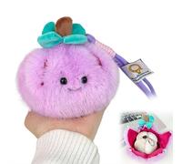 Peelable Plush Fruit Toy, Soft Cute Orange Lemon Durian Mangosteen Stuffed Animal, 3.5 Inch Food Plushie with Lanyard, Keychain Decoration for Backpack, Birthday Gifts for All Ages