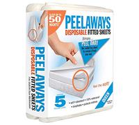 PEELAWAYS Disposable Fitted Bed Sheets Mattress Pad Protector - 100% Waterproof Designed Especially for Incontinence - Luxuriously Soft - Change in Under 60 Seconds (Queen - 5 Layer 80” x 60” x 12”)