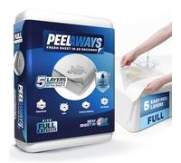 PEELAWAYS Disposable Fitted Bed Sheets Mattress Pad Protector - 100% Waterproof Designed Especially for Incontinence - Luxuriously Soft - Change in Under 60 Seconds (Full/Double - 5 Layer)