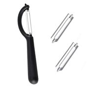 Peeler Set, P Peeler for Tupper with 2 Stainless Steel Peeler Replacement Blades, Potato Peeler, Asparagus Peeler, Vegetable Peeler, Vegetable Peeler, Plastic Handle, Universal Peeler (Black)