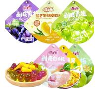 Peeling Fruit Juice Fudge,Mixed white peach mango grape assorted fruit flavor soft candy,chewing candy,Instant desserts snack,Wedding Candies,Dim Sum,Leisure snacks gift pack (Mixed Flavors,24bag)